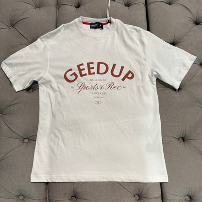 Geedup Sports Rec T-shirt 'White Maroon' (Brand New)