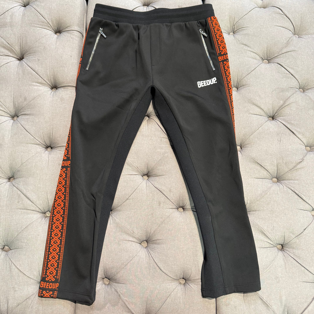 Geedup Core Logo G-Tape Track Pants 'Black Burnt Orange' (Second hand)