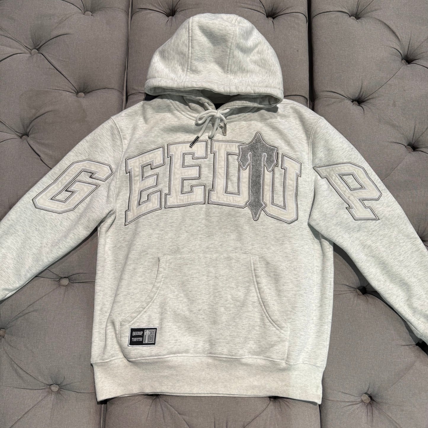 Geedup X Trapstar Team Logo x Irongate T Hoodie 'White Marle Grey' (Second hand)