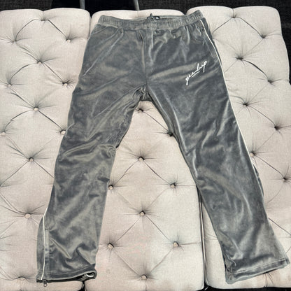Geedup Script Fleece/Velvet Zip-Up Pants 'Grey' (Second hand)