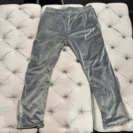 Geedup Script Fleece/Velvet Zip-Up Pants 'Grey' (Second hand)