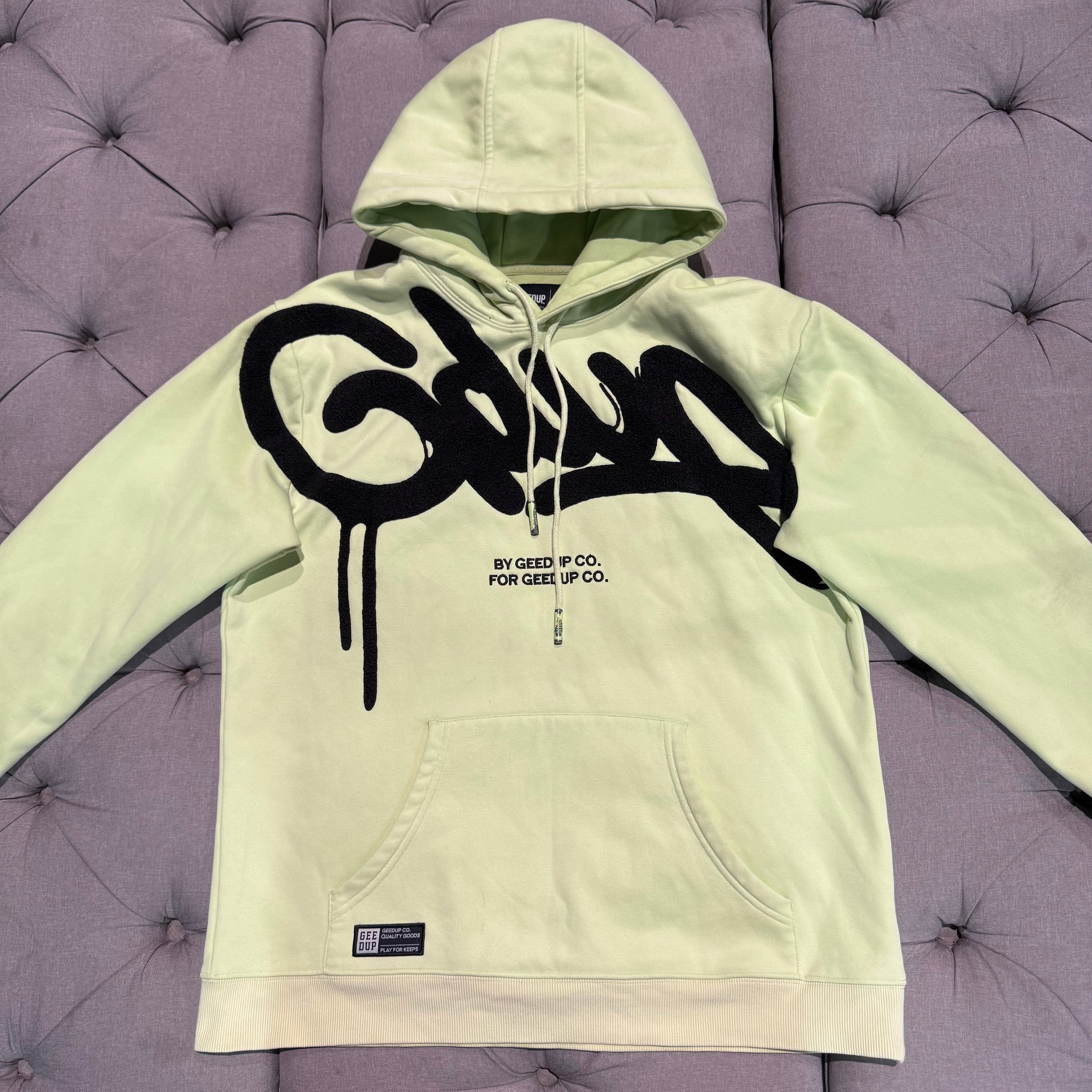Geedup Handstyle Hoodie 'Pastel Green Black' (Second hand)