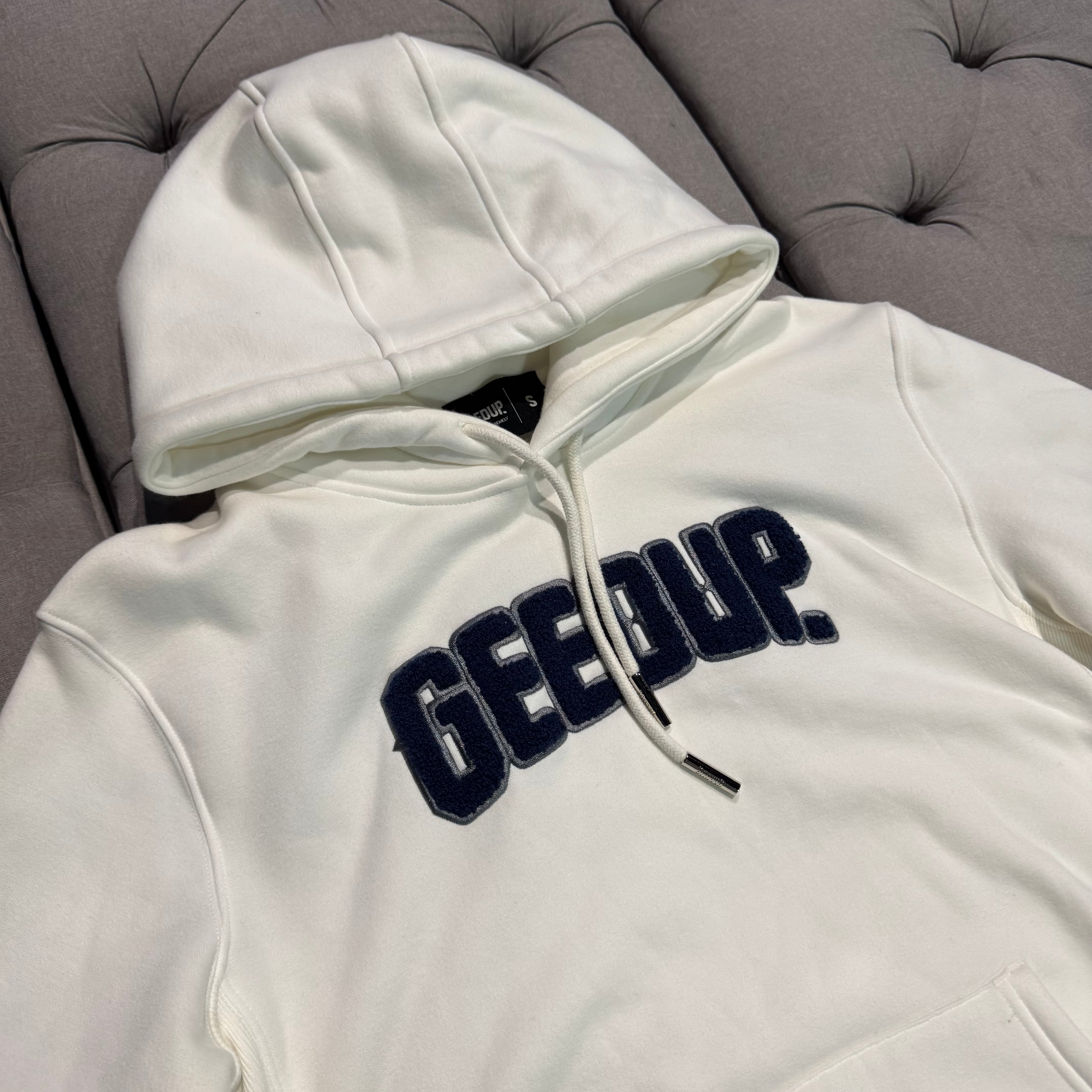 Geedup Play For Keeps Hoodie 'White Navy Blue' (Second hand)
