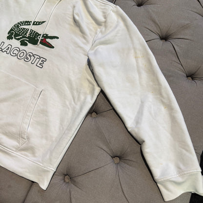 Lacoste Big Logo Croc Hoodie 'White Green' (Second hand)