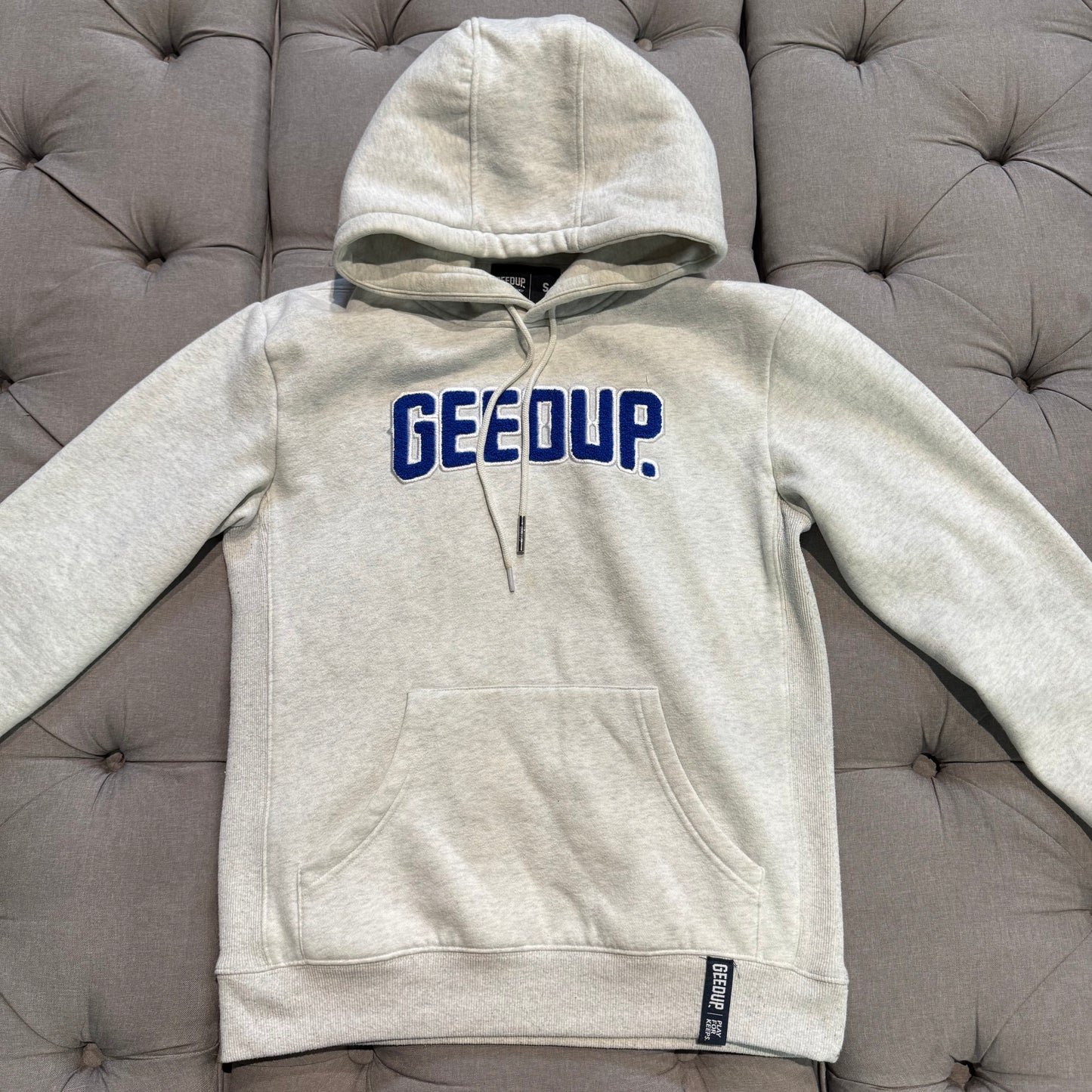 Geedup Play For Keeps Hoodie 'White Marle Blue' (Second hand)