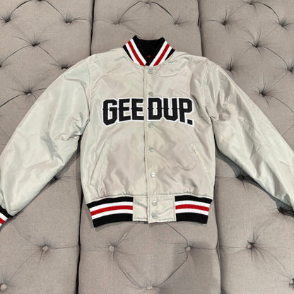 Geedup Company Varsity Bomber Jacket 'Grey/Red' (Second hand)