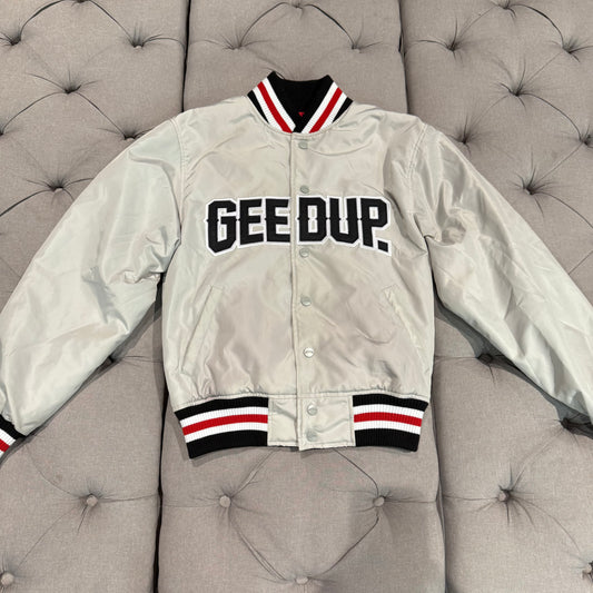 Geedup Company Varsity Bomber Jacket 'Grey/Red' (Second hand)