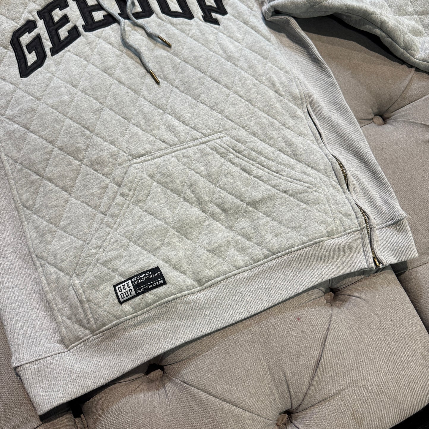 Geedup Stitched Quilt Hoodie 'Grey' (Second hand)