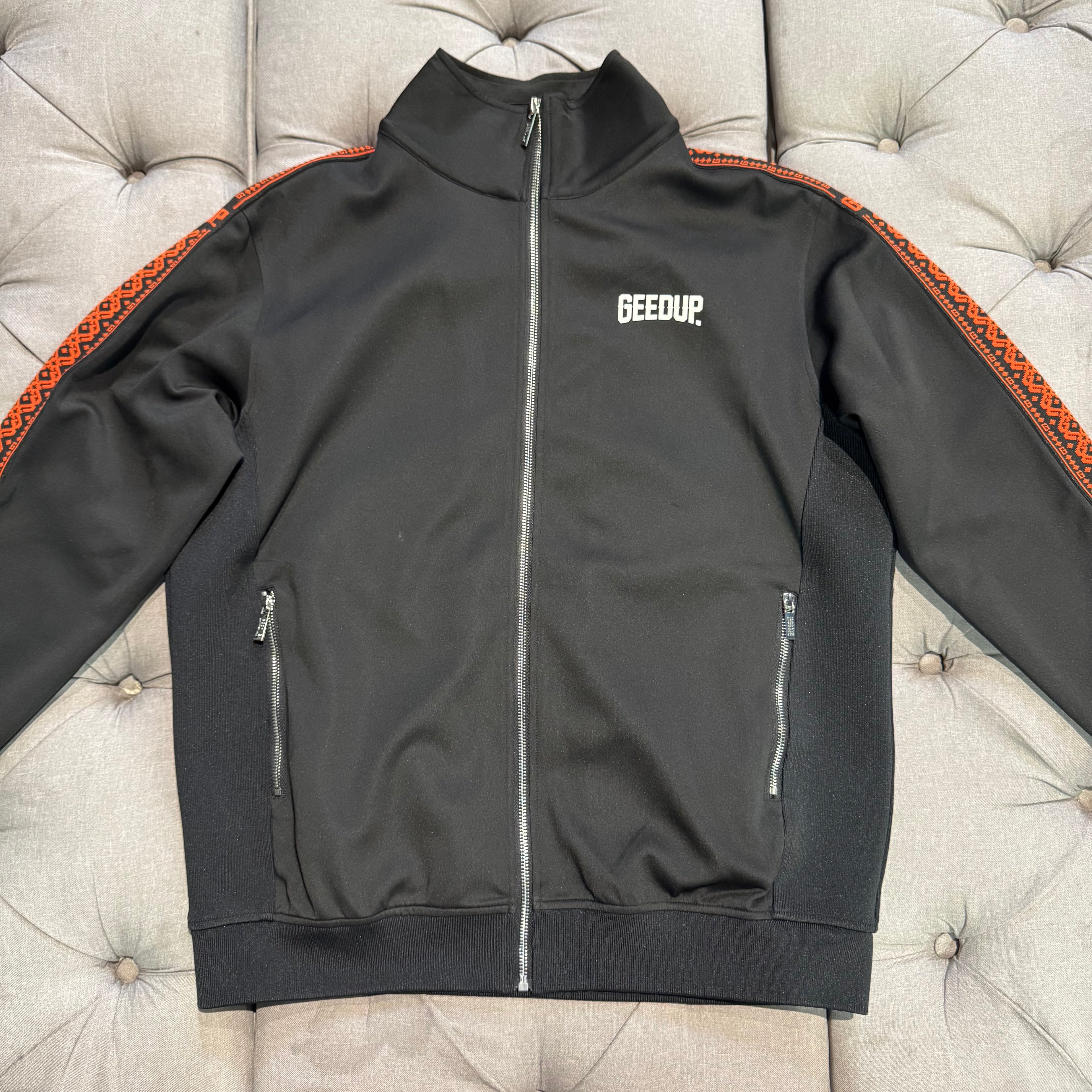 Geedup Core Logo G-Tape Jacket 'Black Burnt Orange' (Second hand)