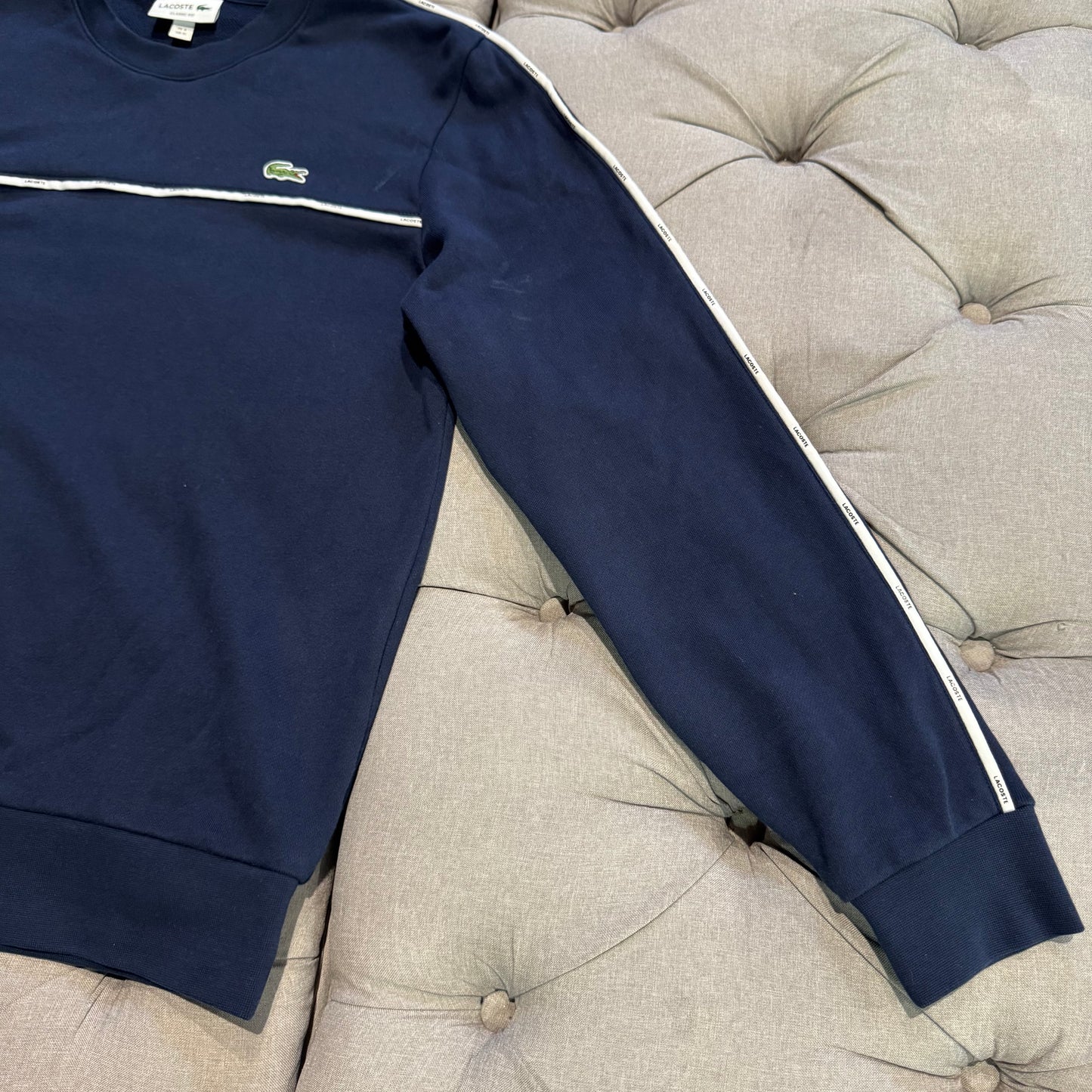 Lacoste Tape Crewneck Sweatshirt 'Navy Blue' (Second hand)