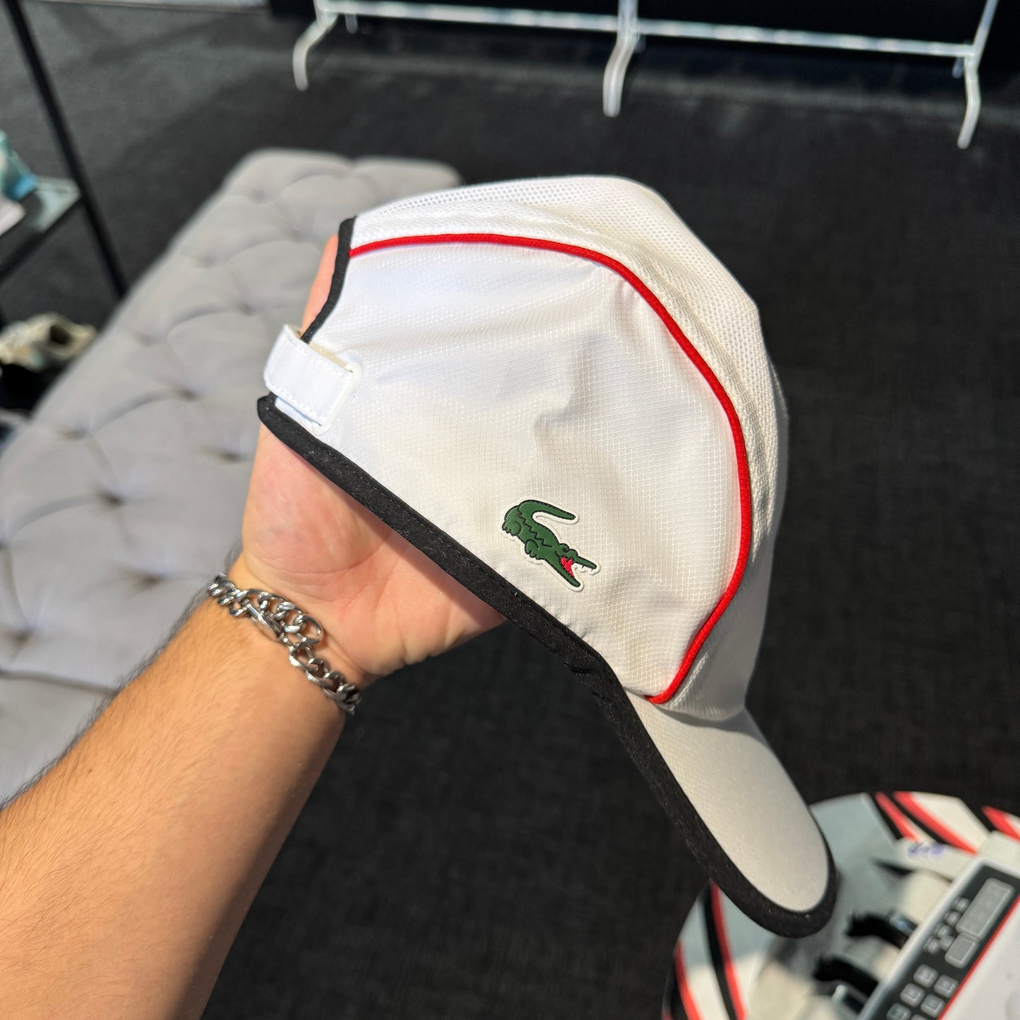 Lacoste 4 Pannel Cap 'White Red Black' (Second hand)