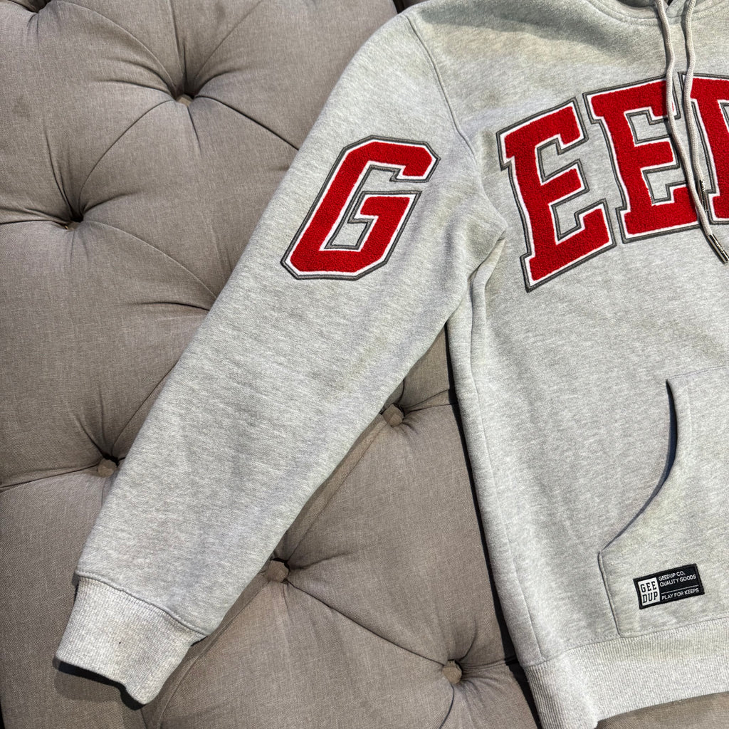 Geedup Team Logo Hoodie 'Grey Red' (Second hand)