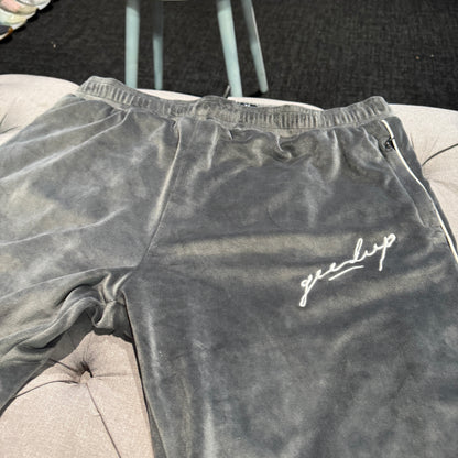 Geedup Script Fleece/Velvet Zip-Up Pants 'Grey' (Second hand)