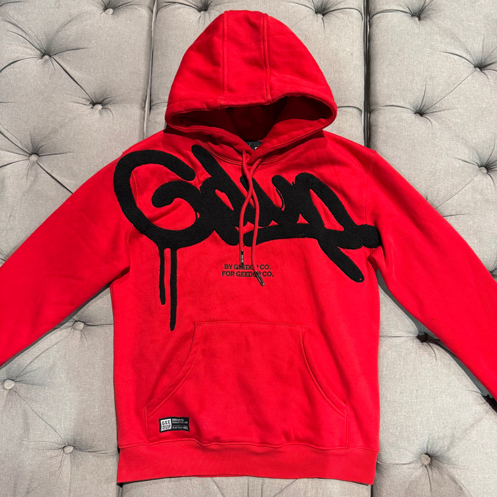 Geedup Handstyle Hoodie 'Red Black' (Second hand)