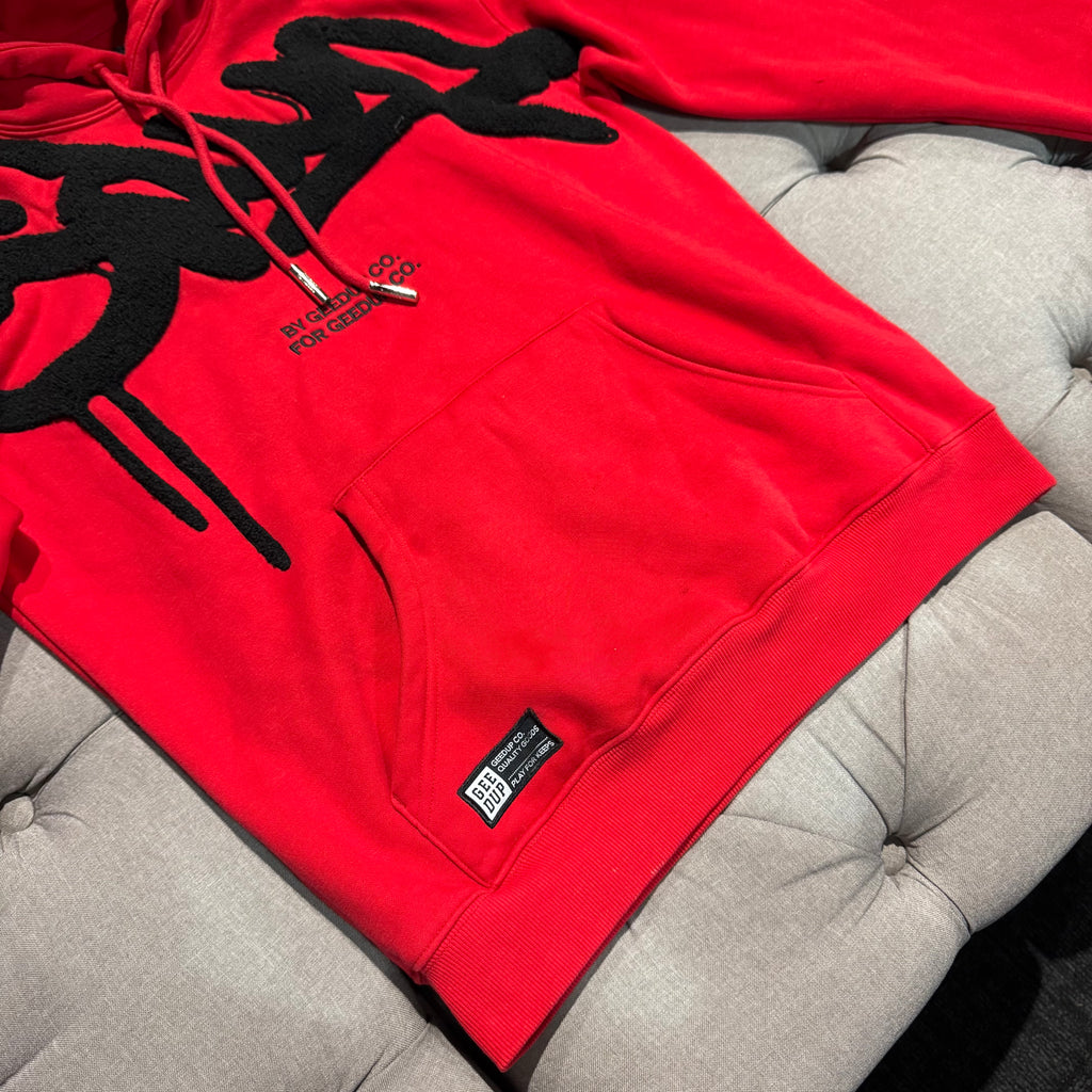 Geedup Handstyle Hoodie 'Red Black' (Second hand)