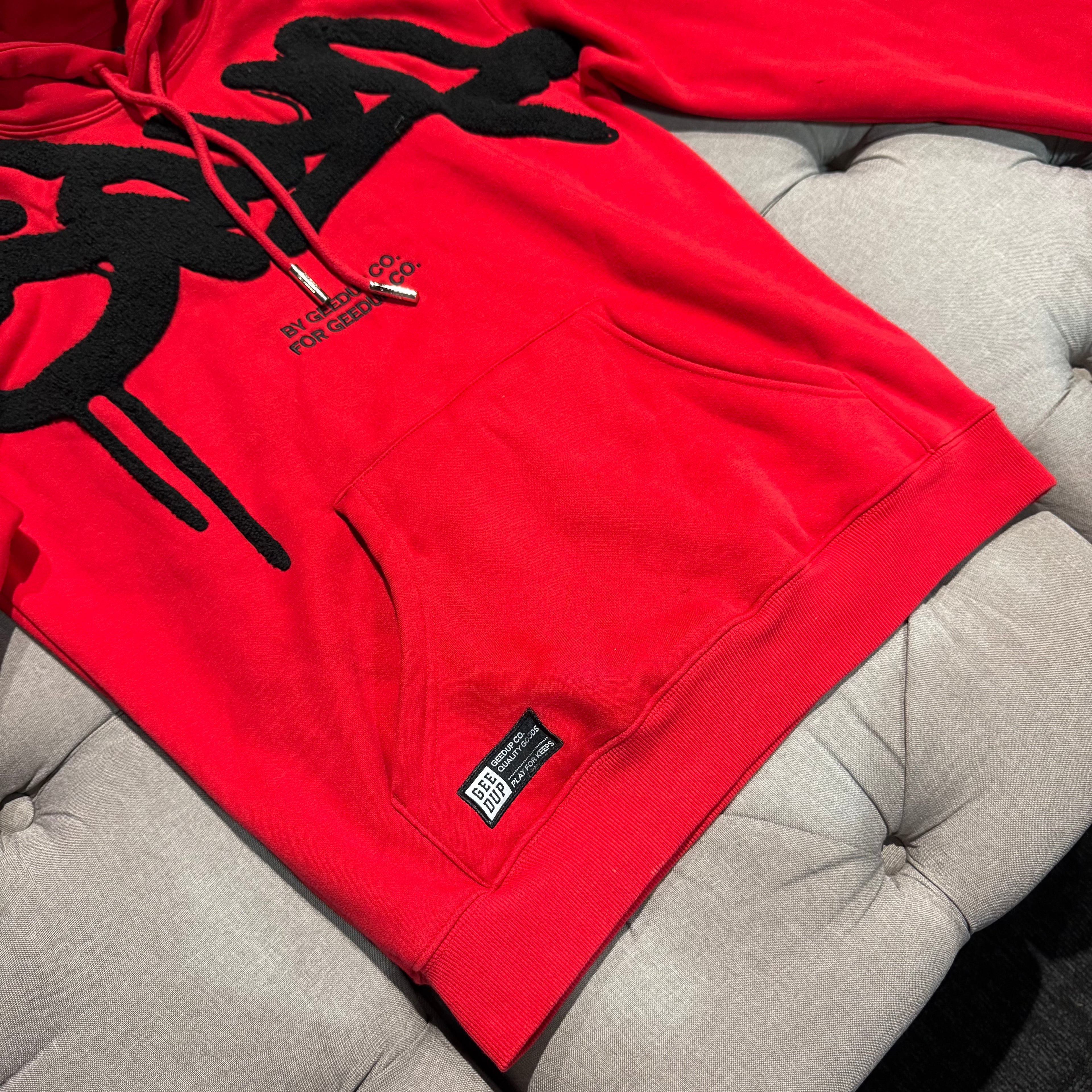 Geedup Handstyle Hoodie 'Red Black' (Second hand)