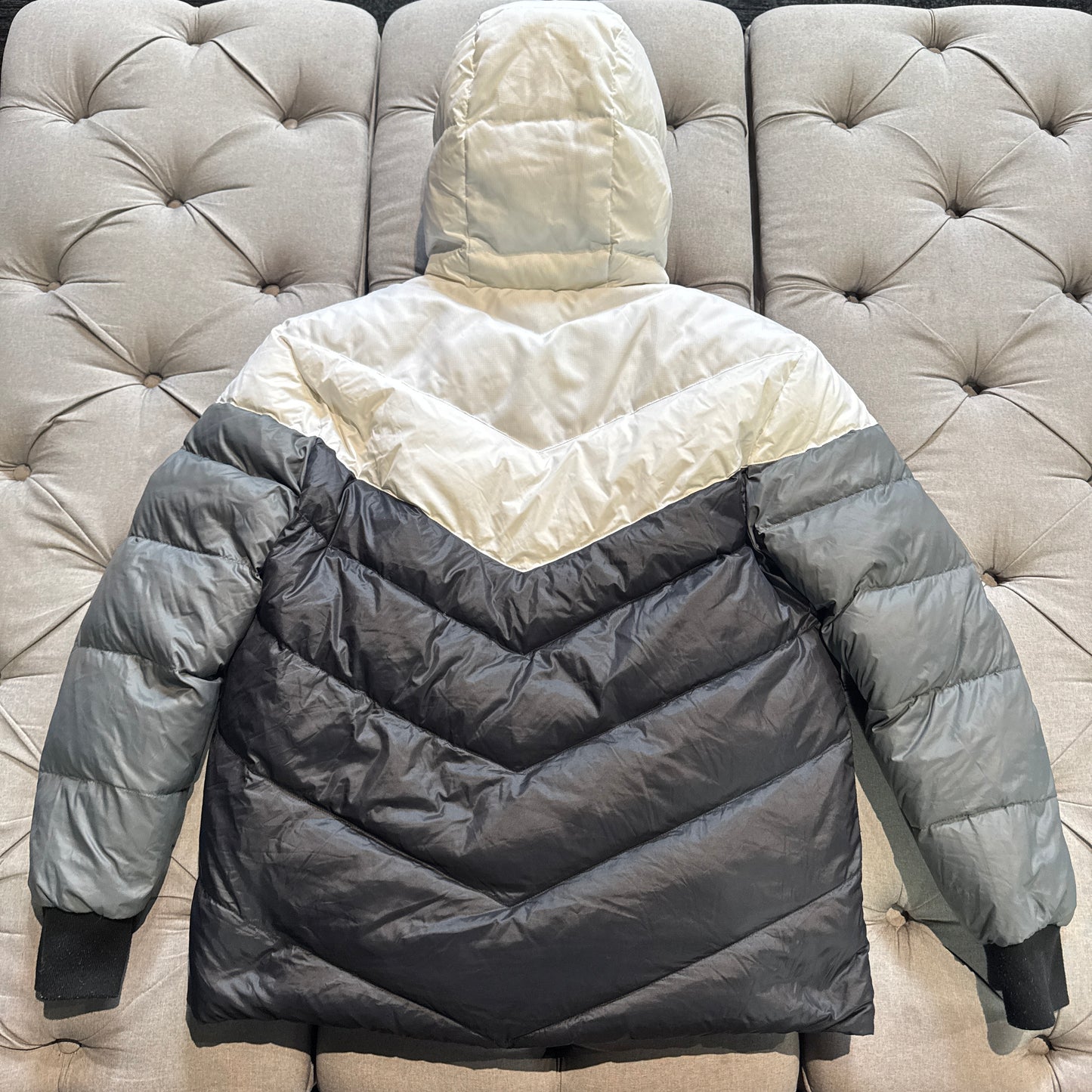 Geedup Reversible Puffer Jacket 'Blue Black / White Grey' (Second hand)