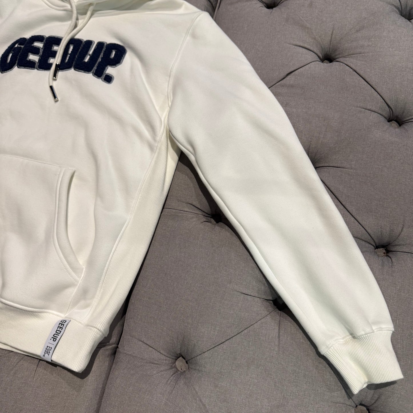 Geedup Play For Keeps Hoodie 'White Navy Blue' (Second hand)