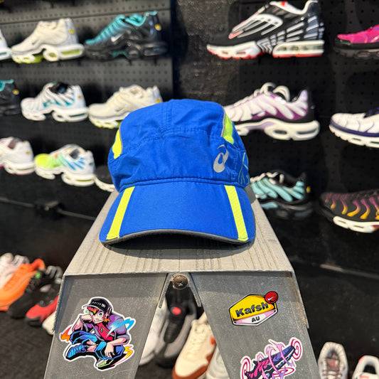 Asics Running Cap 'Blue Neon Green' (Second hand)