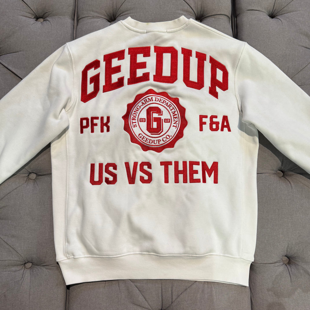 Geedup Strong-Arm Dept Crewneck 'White Red' (Second hand)