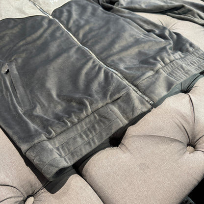 Geedup Script Fleece/Velvet Zip-Up Jacket 'Grey' (Second hand)