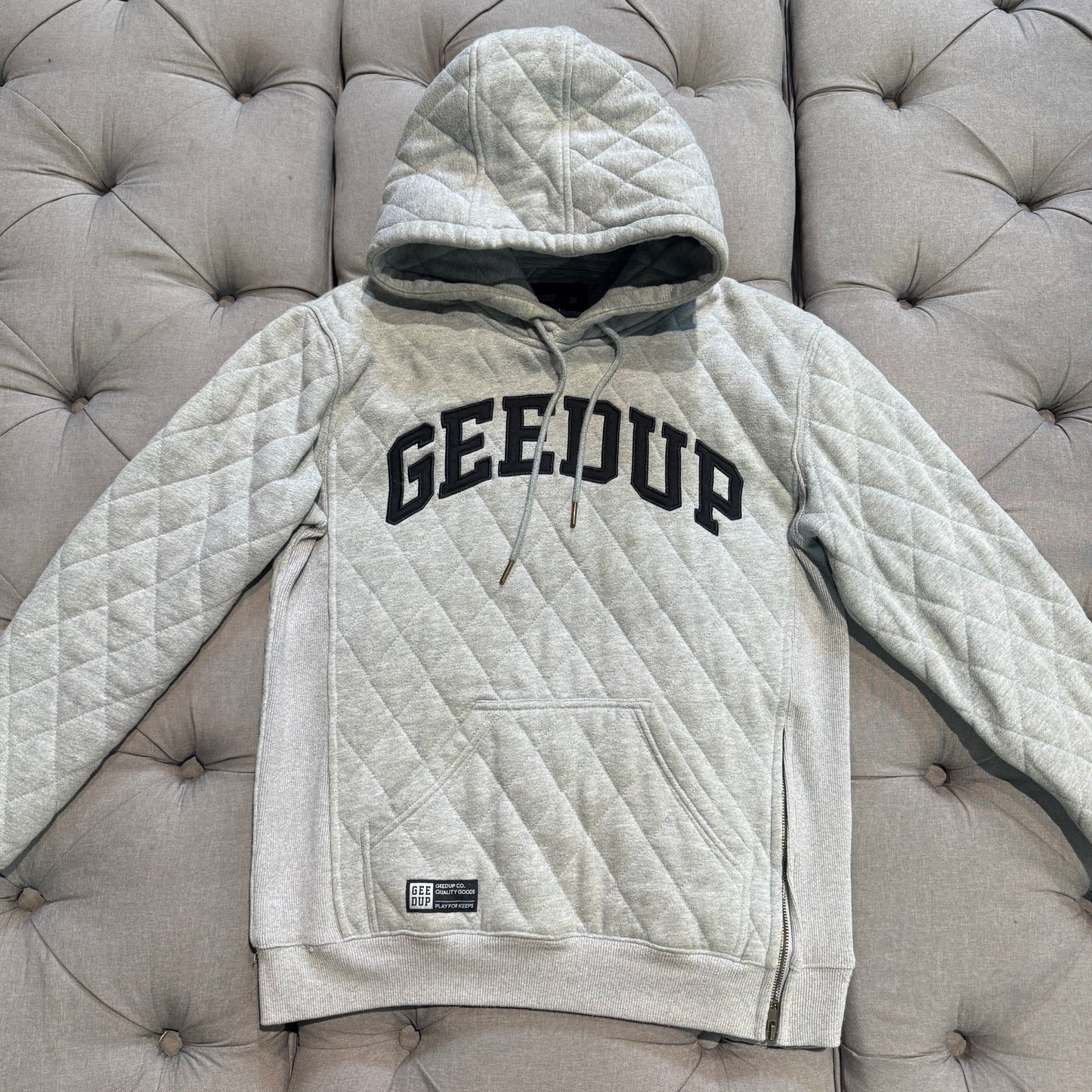 Geedup Stitched Quilt Hoodie 'Grey' (Second hand)
