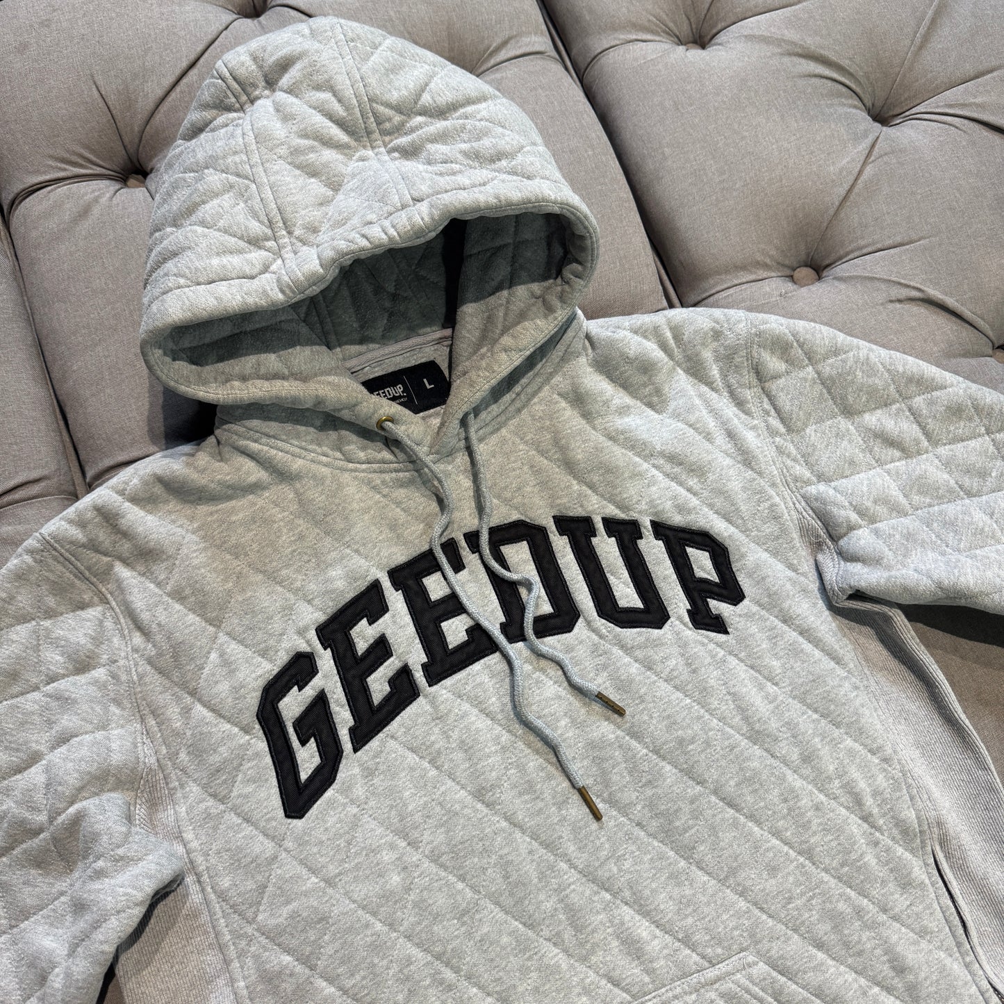 Geedup Stitched Quilt Hoodie 'Grey' (Second hand)