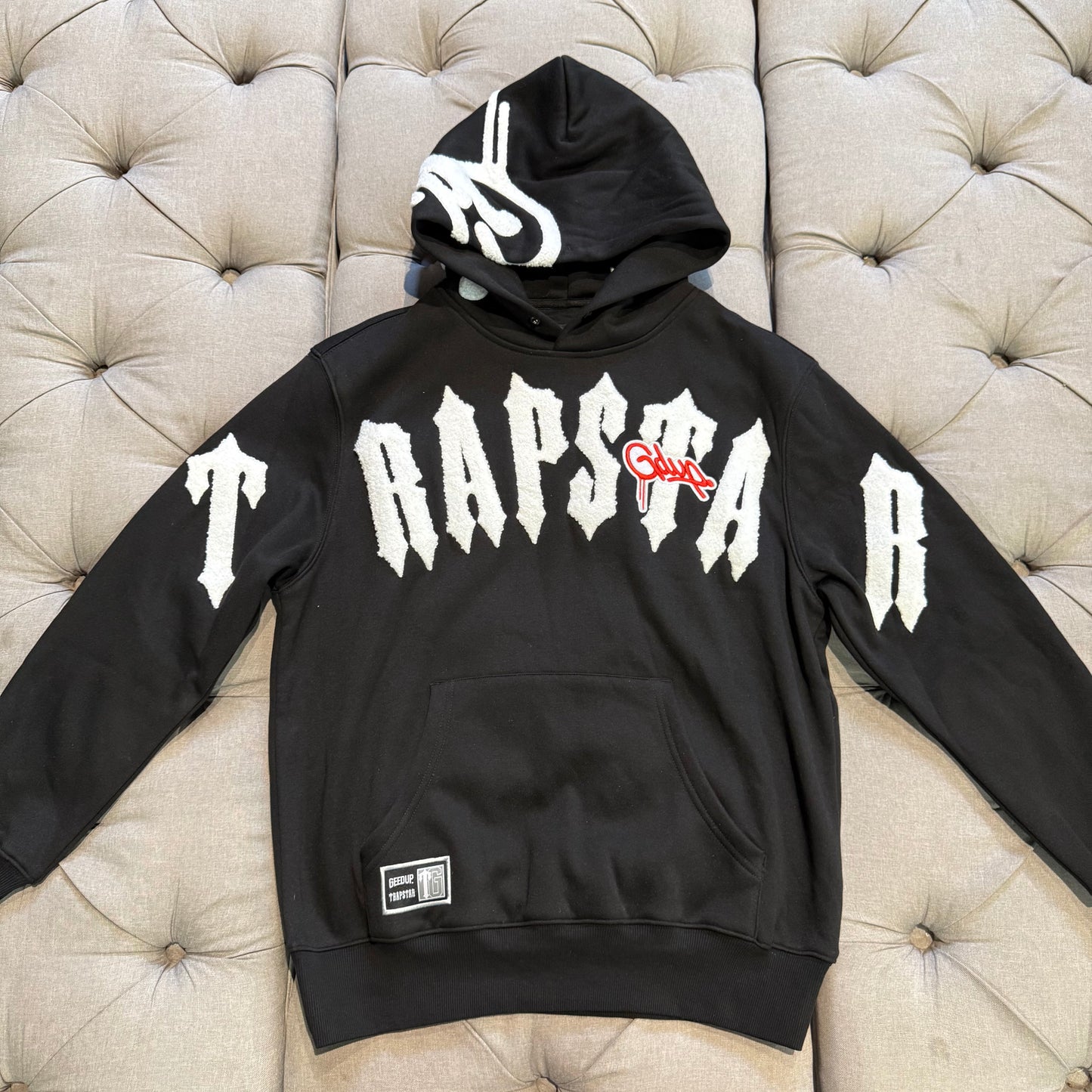 Geedup Handstyle x Trapstar Irongate Arch Hoodie 'Black White' (Brand New)