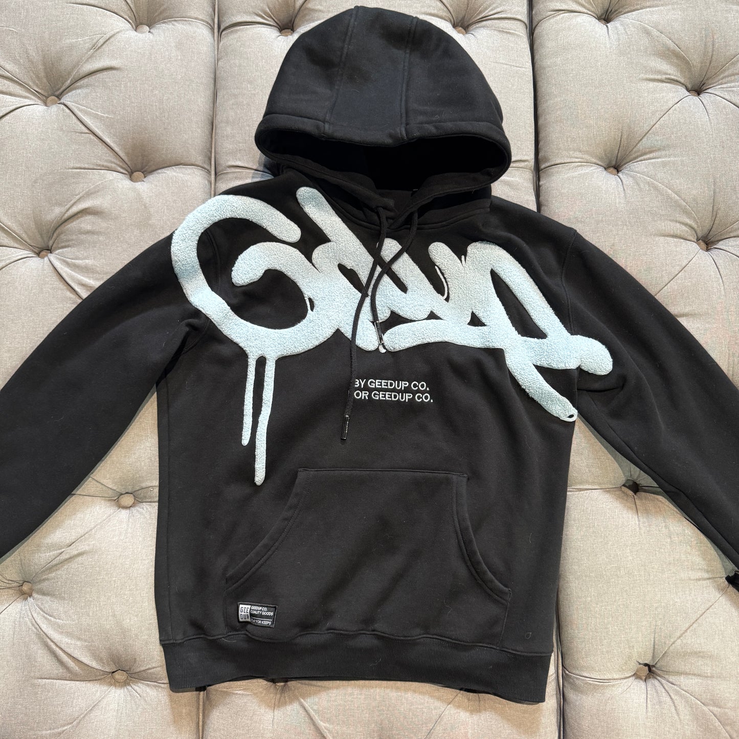 Geedup Handstyle Hoodie 'Black Baby Blue' (Second hand)