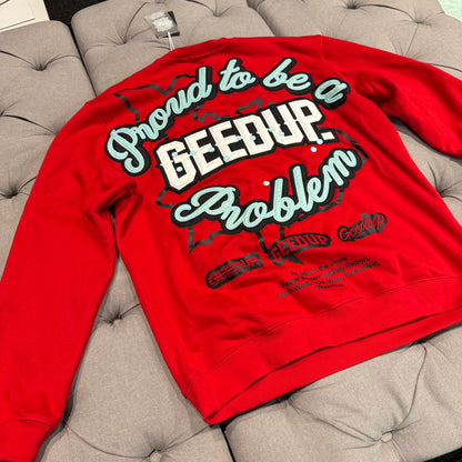 Geedup Proud To Be A Problem Crewneck 'Red' (Second hand)