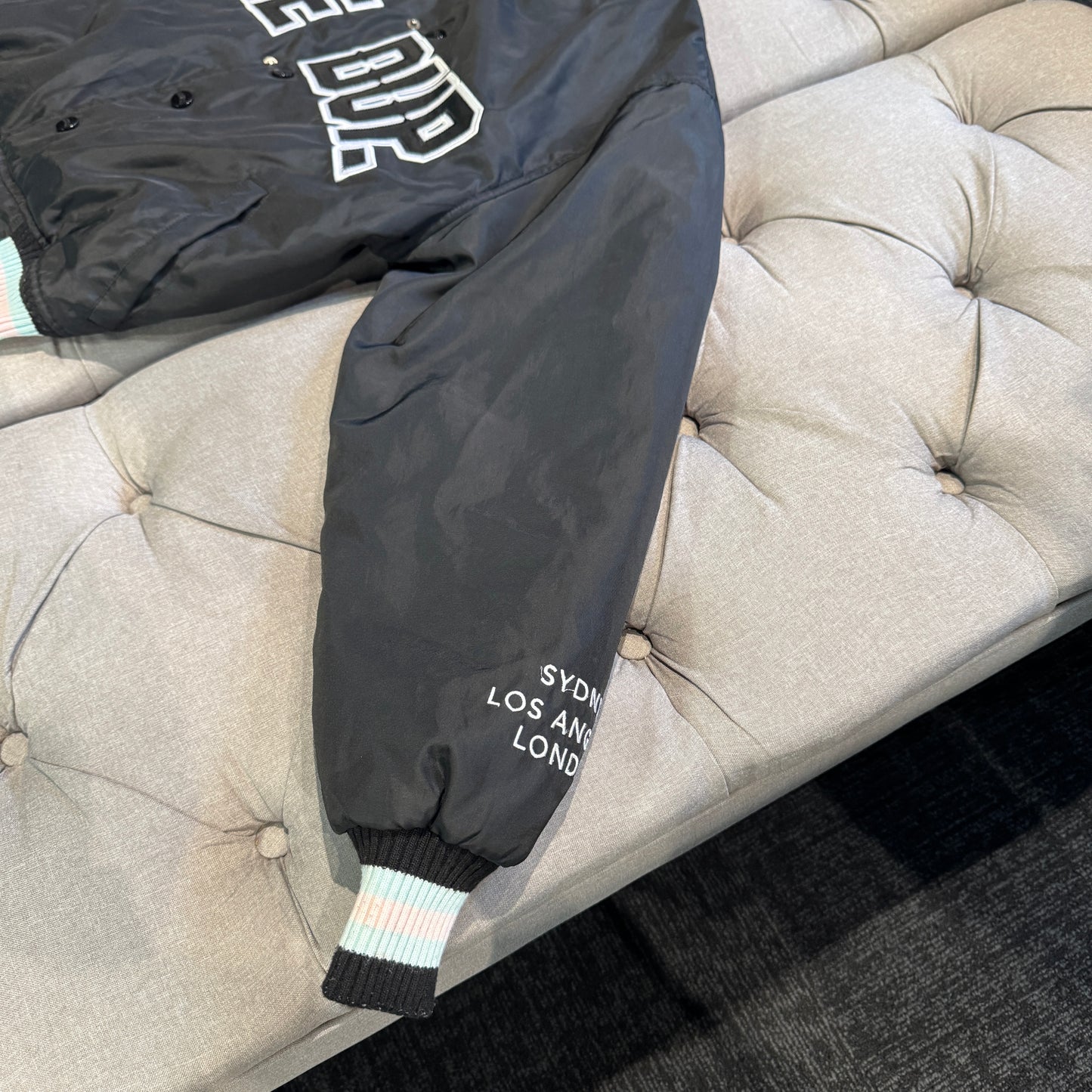 Geedup Company Varsity Jacket 'Black Baby Blue Pink' (Second hand)