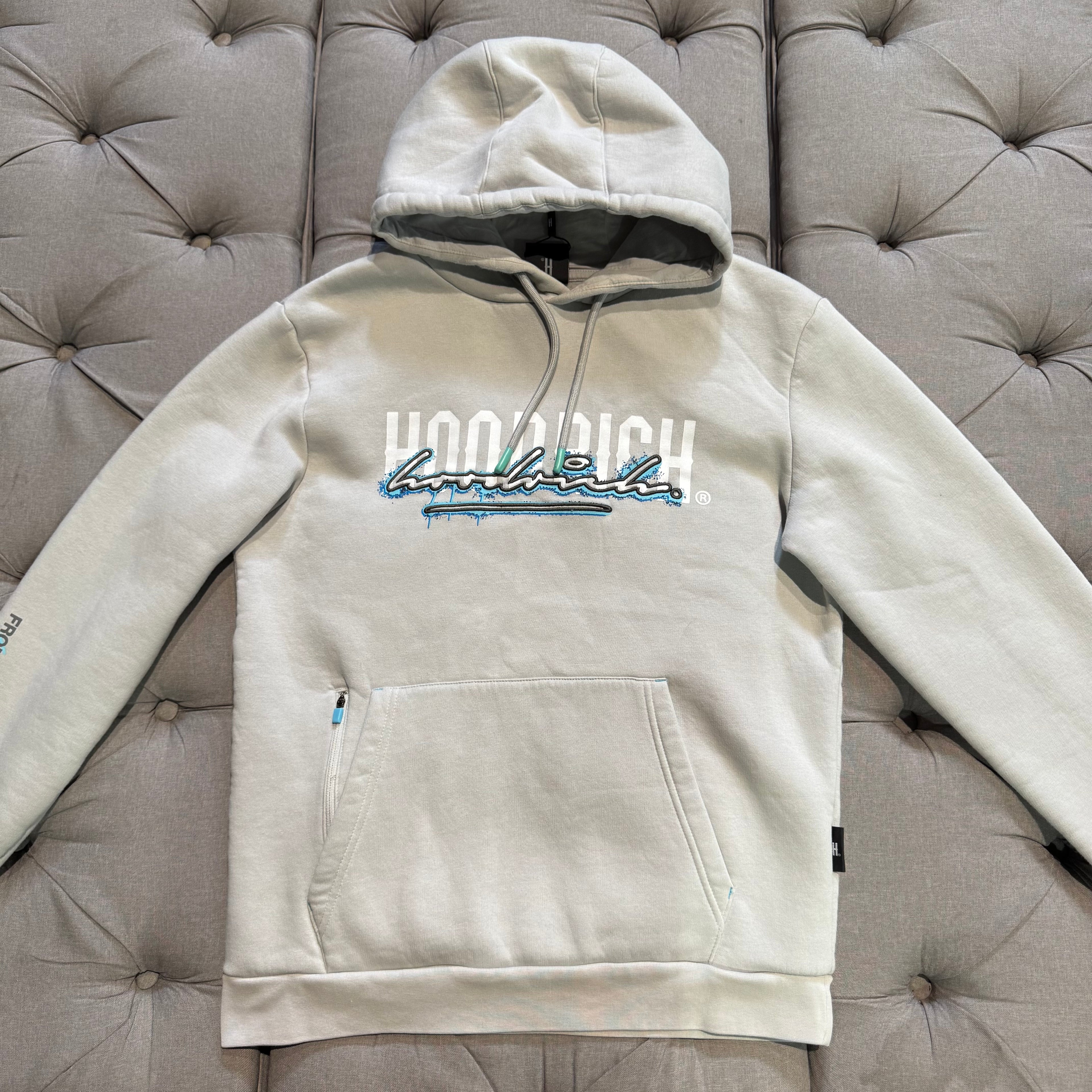 Hoodrich Script Logo Hoodie 'Grey Blue' (Second hand)
