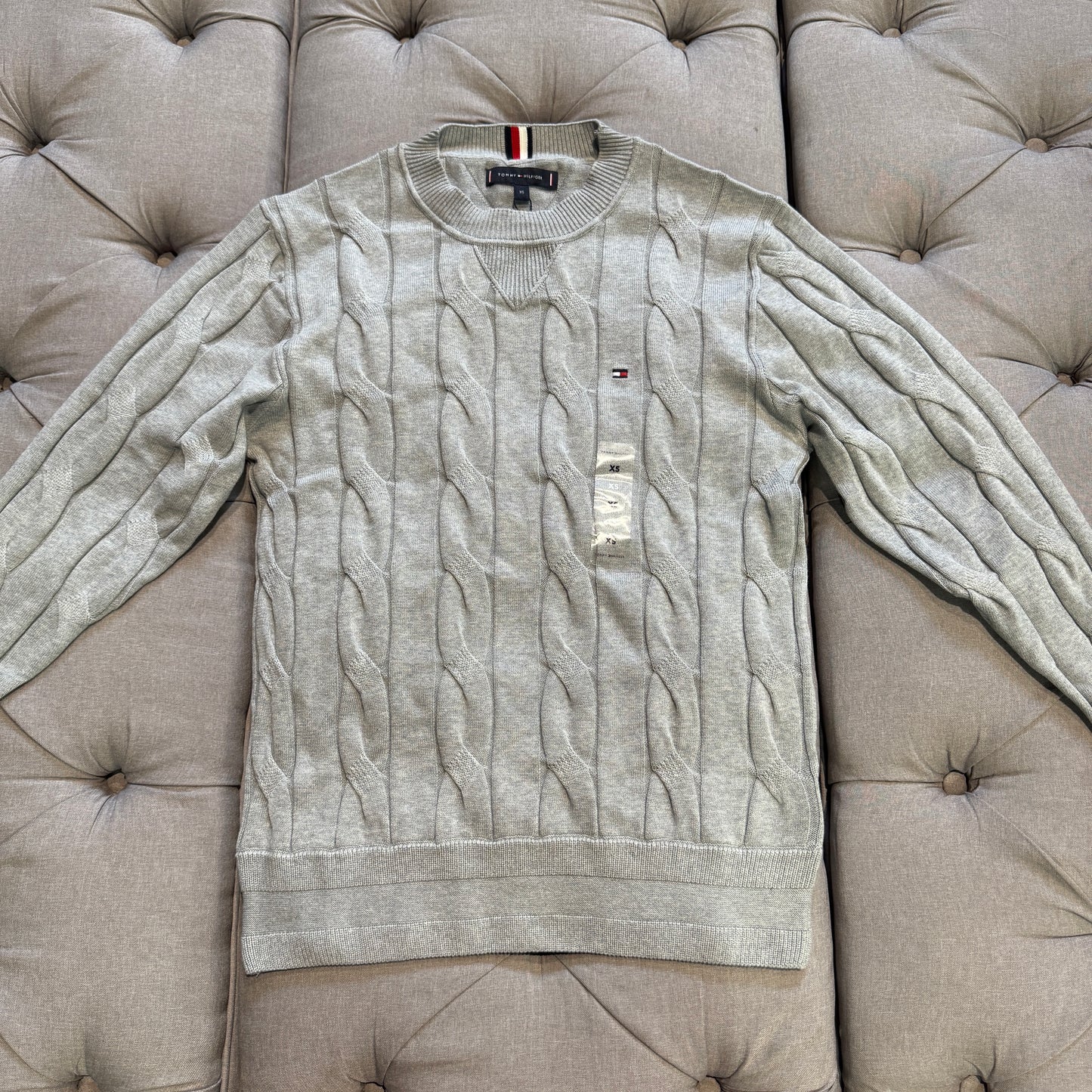 Tommy Hilfiger Pure Wool Cable Knit Jumper 'Grey'