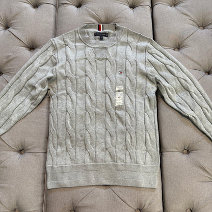 Tommy Hilfiger Pure Wool Cable Knit Jumper 'Grey'