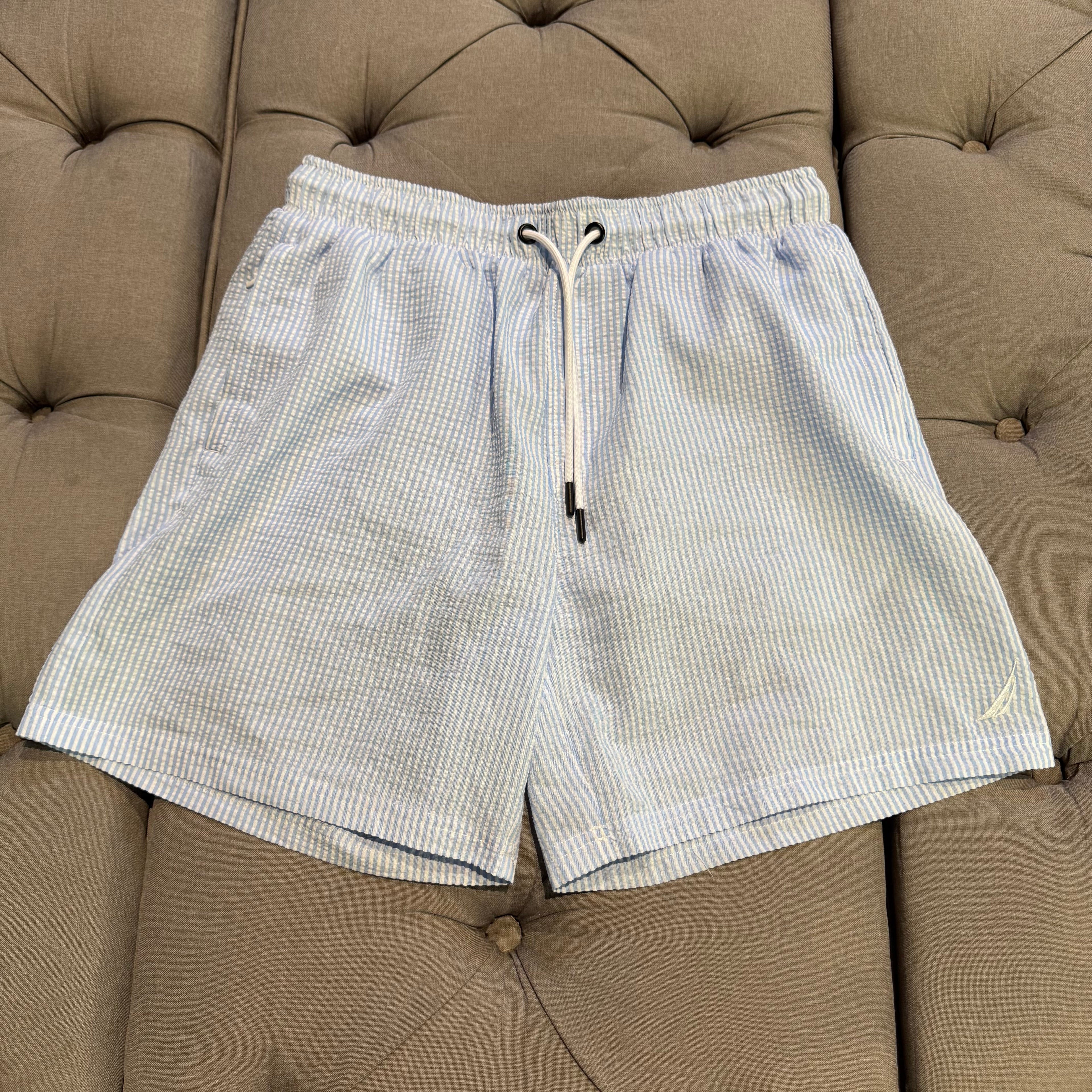 Nautica Seersucker Stripe Swim Shorts 'Blue White' (Second hand)