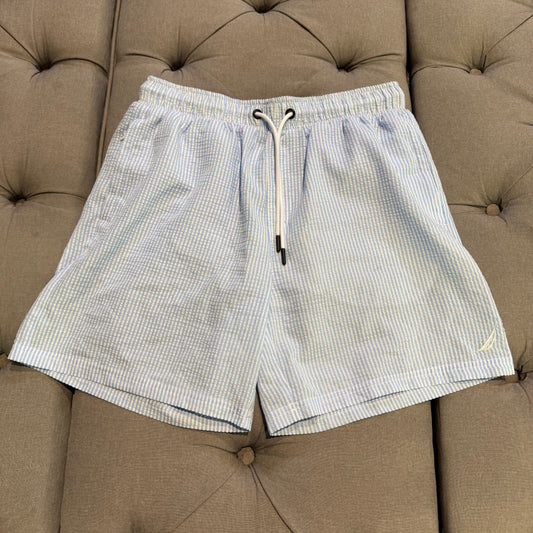 Nautica Seersucker Stripe Swim Shorts 'Blue White' (Second hand)