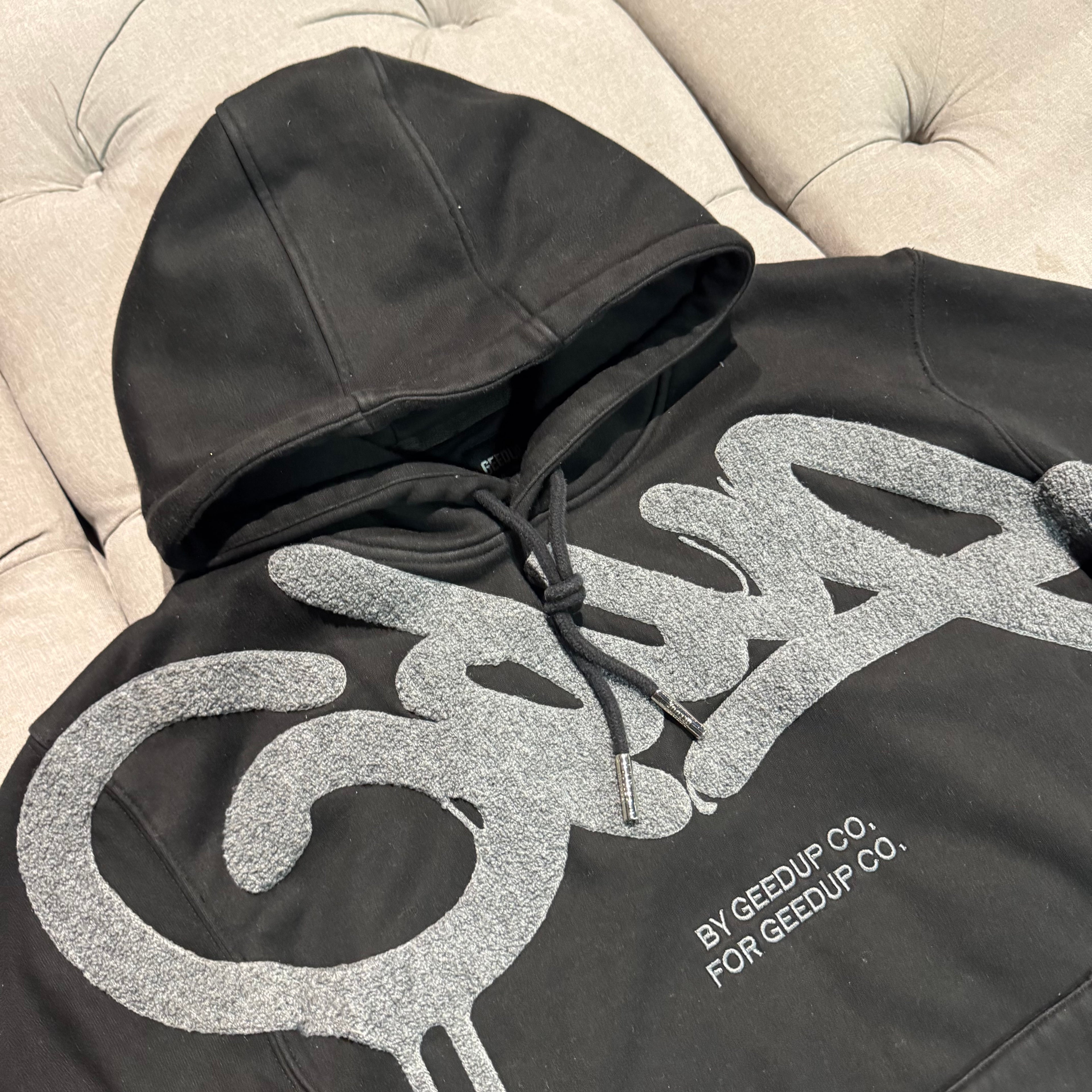 Geedup Handstyle Hoodie 'Black Grey' (Second hand)