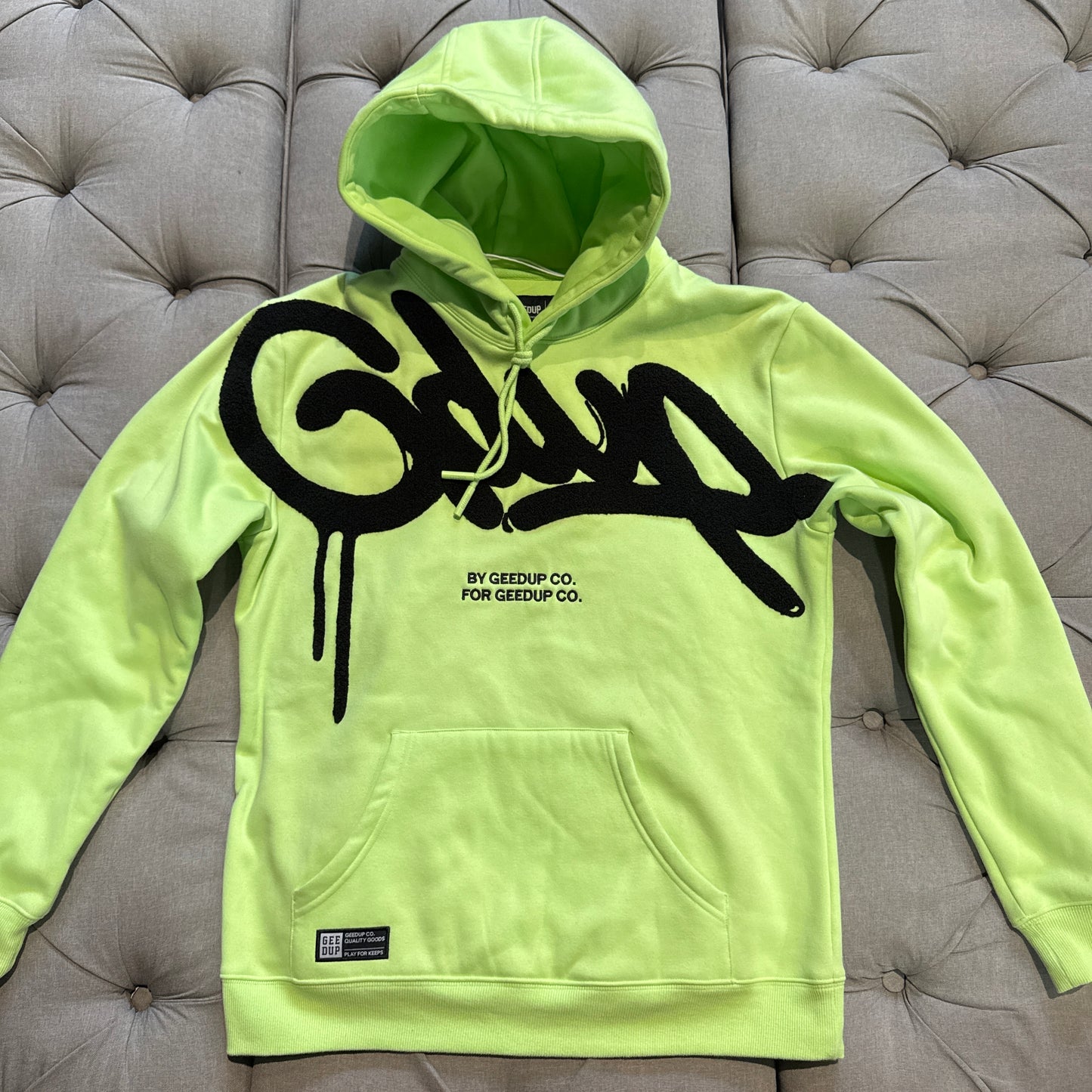 Geedup Handstyle Hoodie 'Pastel Green Black' (Second hand)