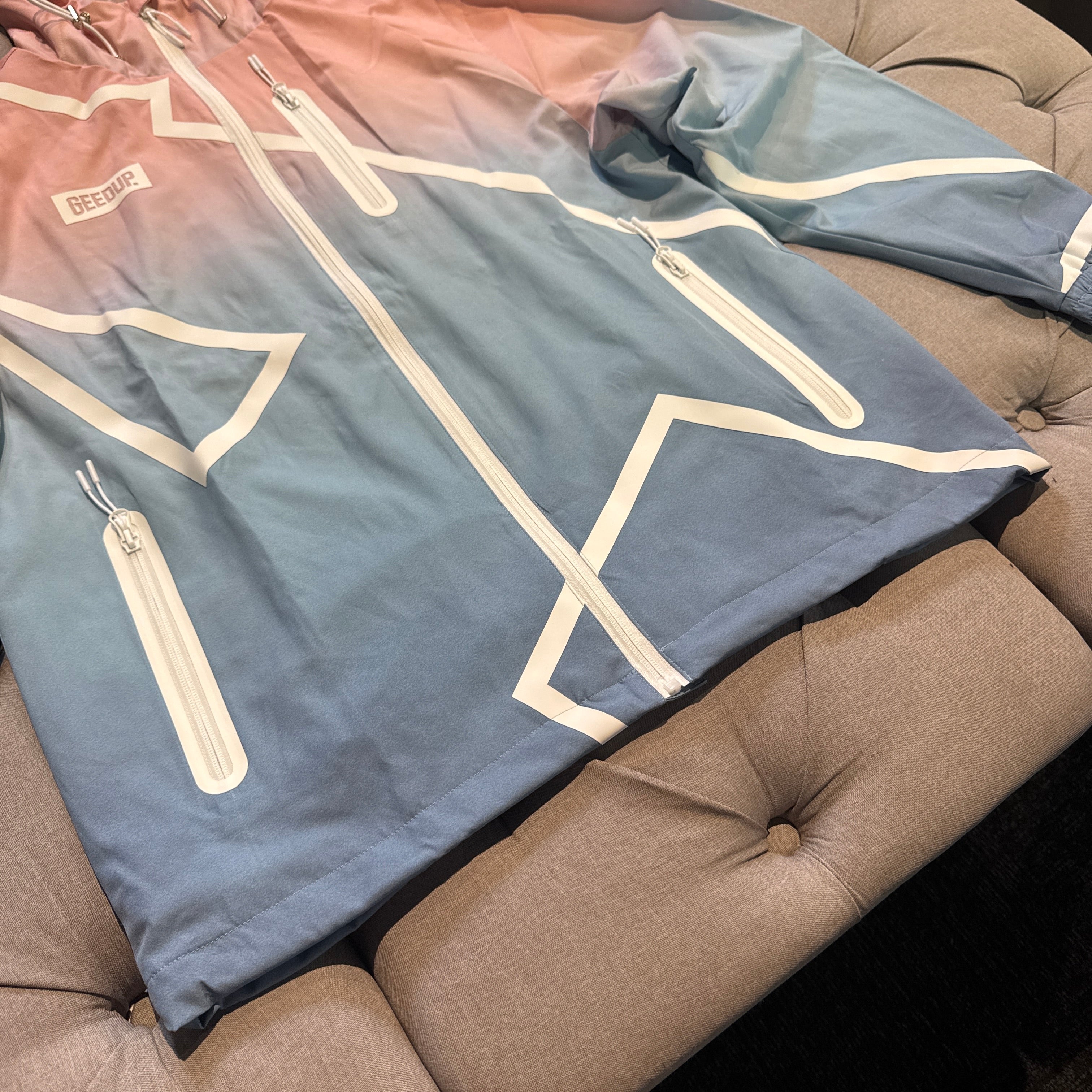 Geedup X ArrDee Sublimated Zipup Jacket 'Baby Blue Peach' (Brand New)