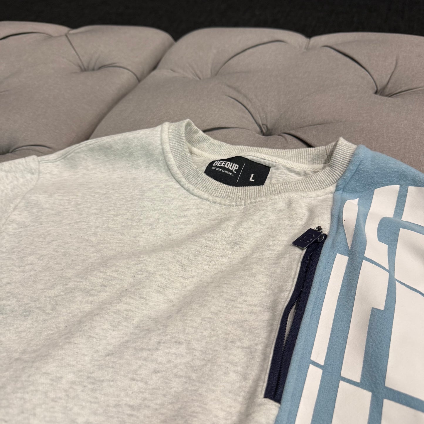 Geedup Sportsman Crewneck 'White Marle Blue' (Second hand)