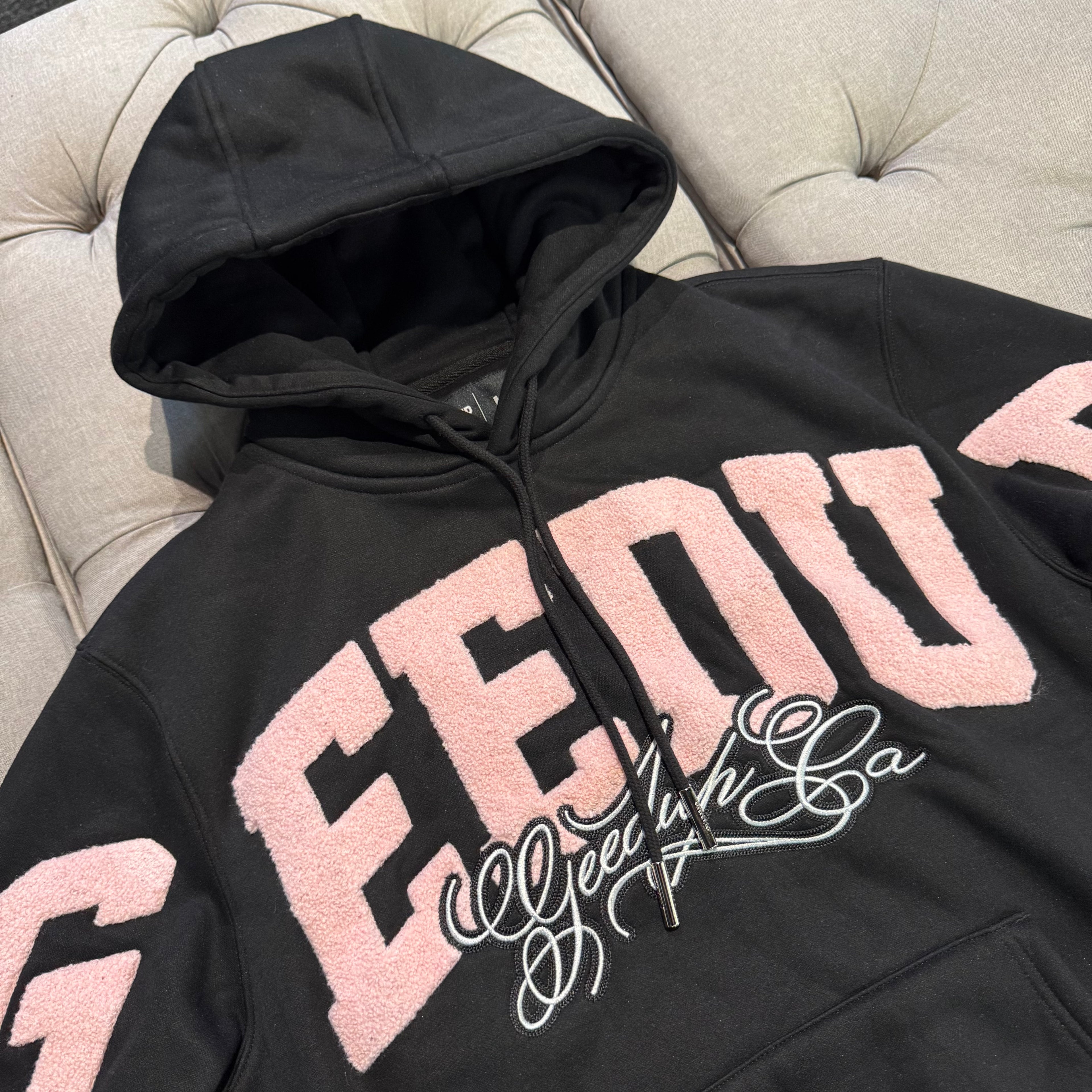 Geedup Team Logo Script Hoodie 'Black Dusty Pink' (Second hand)