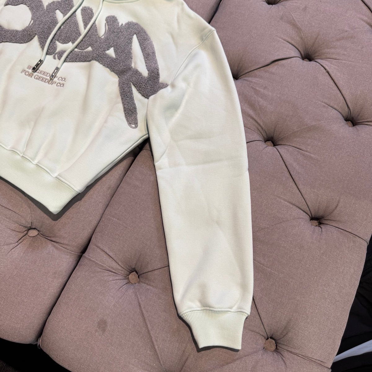 Geedup Cropped Handstyle Hoodie 'Teal Grey' (Brand New)