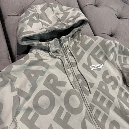 Geedup Mono Logo Zip-up Hoodie 'Tan' (Second hand)