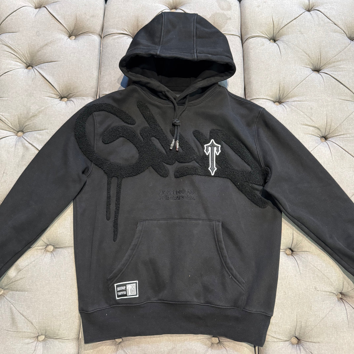 Geedup X Trapstar T Logo Handstyle Hoodie 'Blackout' (Second hand)