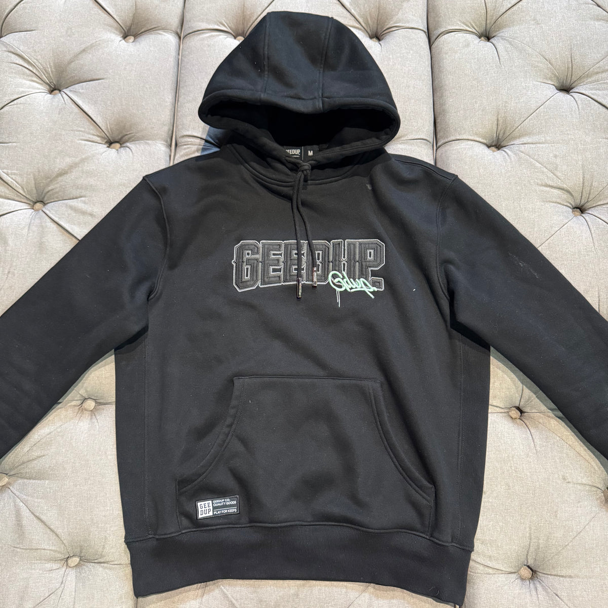 Geedup Handstyle Play For Keeps Hoodie 'Black Teal' (Second hand)