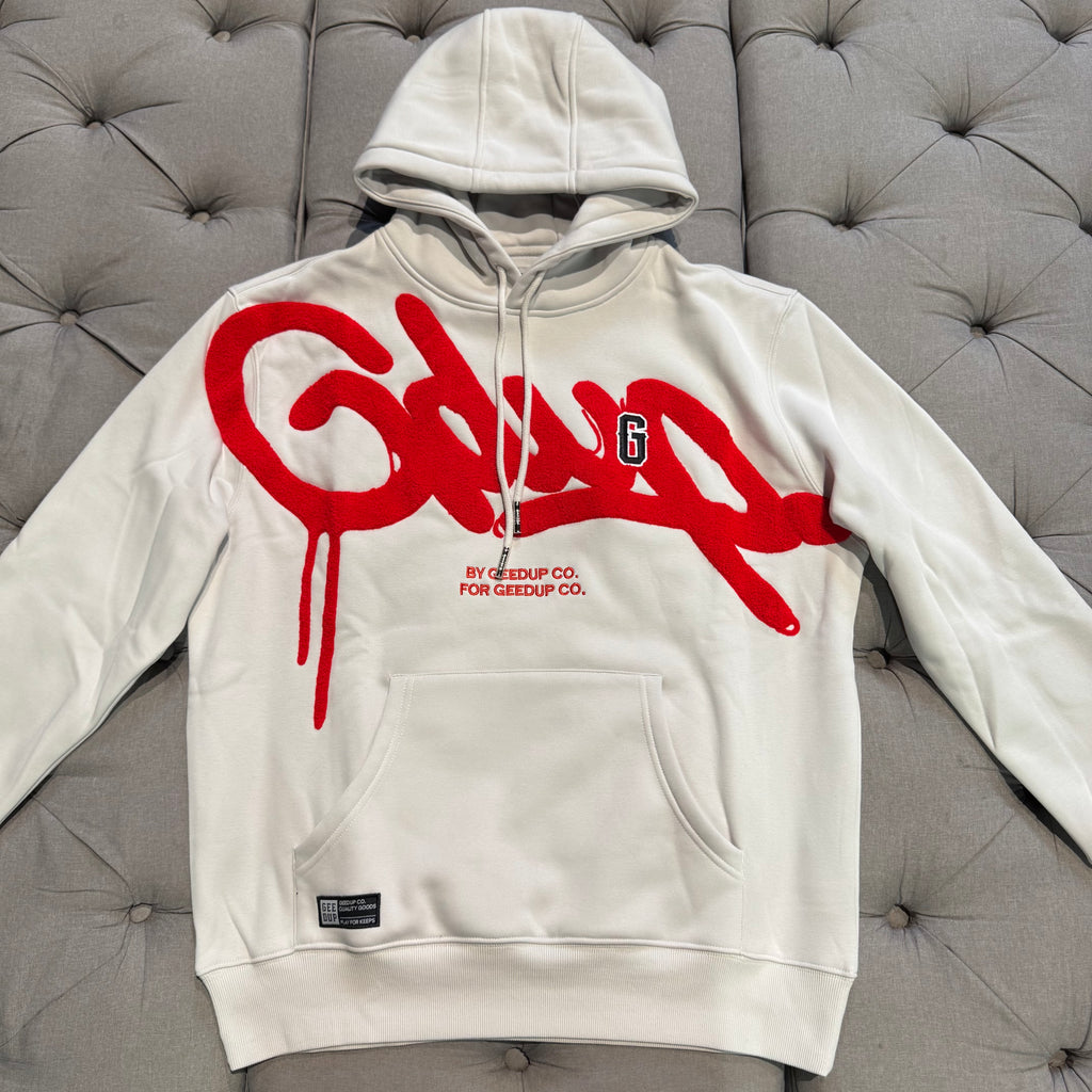 Geedup G Logo Handstyle Hoodie 'Grey Red' (Brand New)