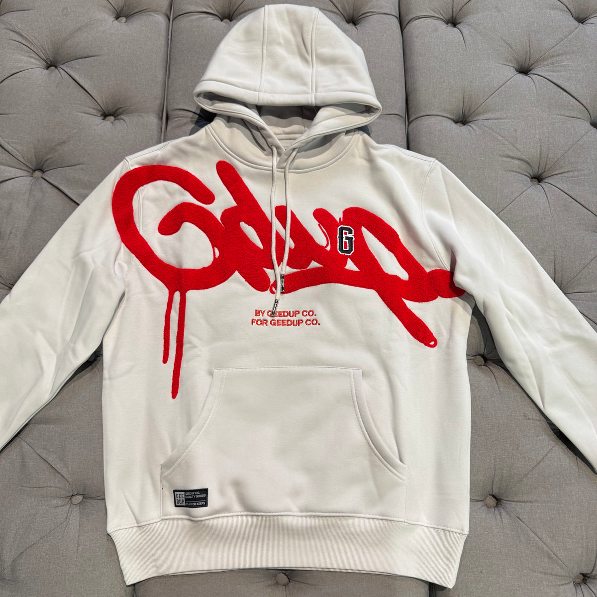 Geedup G Logo Handstyle Hoodie 'Grey Red' (Brand New)