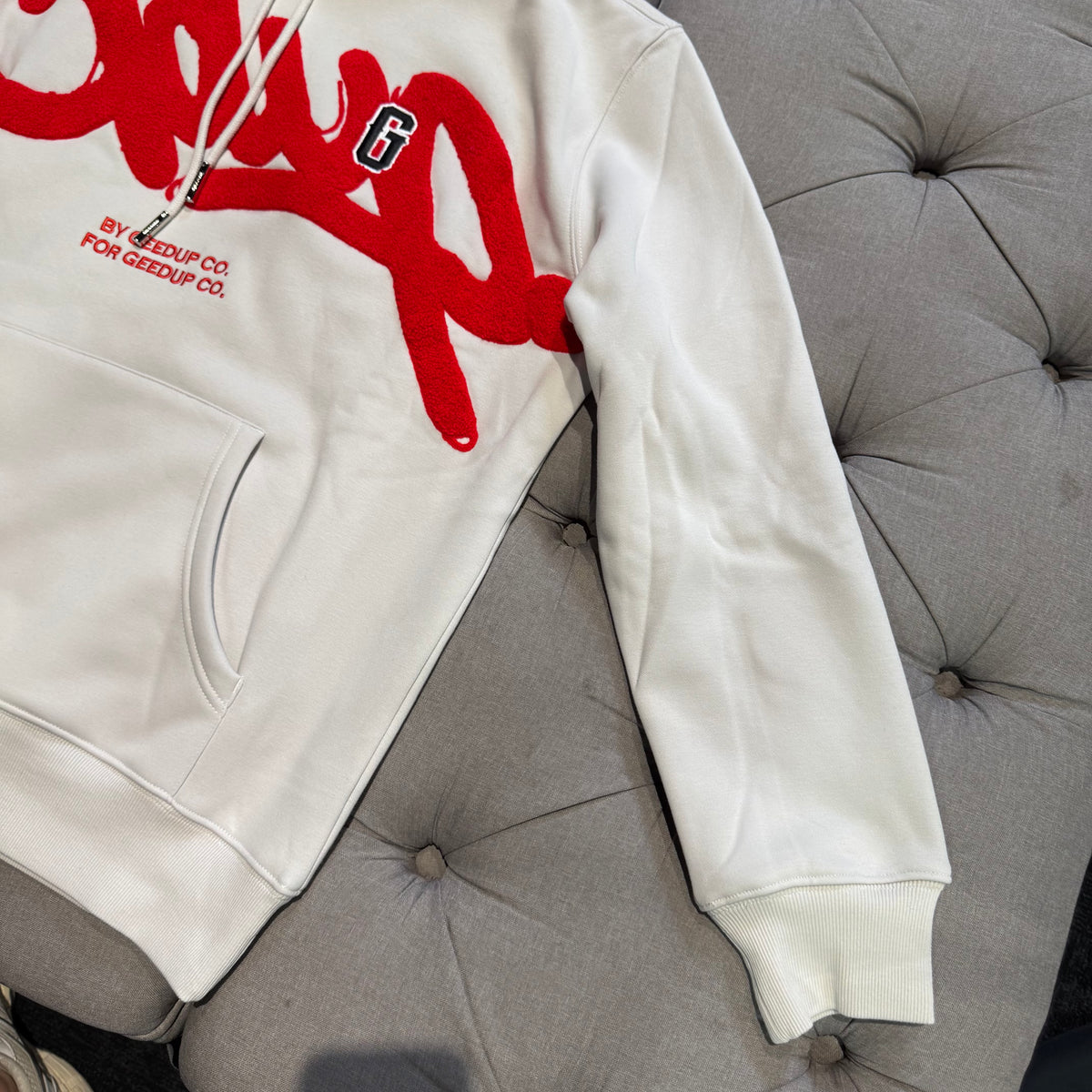 Geedup G Logo Handstyle Hoodie 'Grey Red' (Brand New)