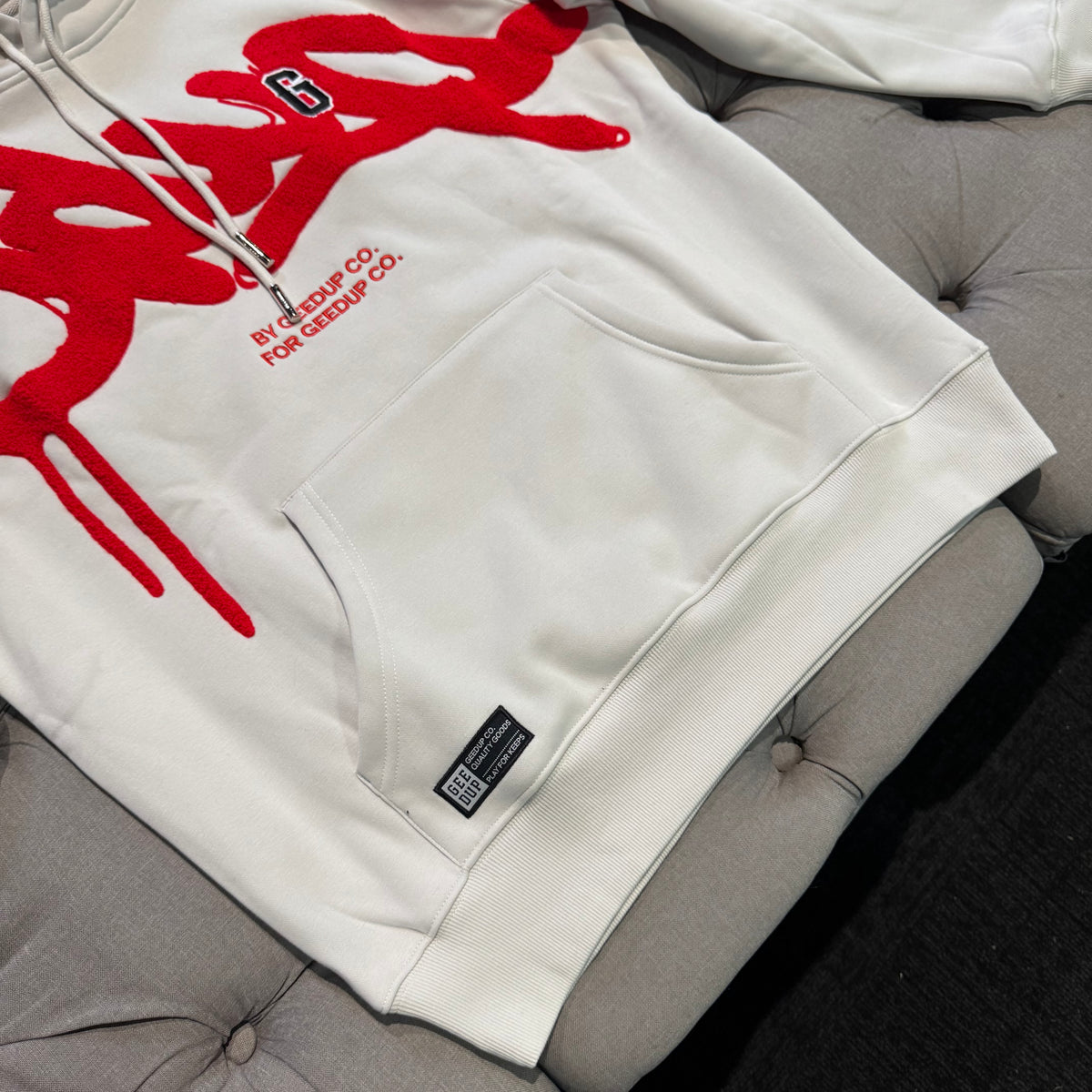 Geedup G Logo Handstyle Hoodie 'Grey Red' (Brand New)