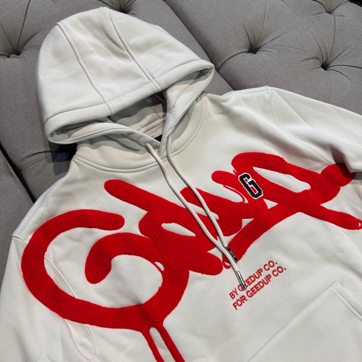 Geedup G Logo Handstyle Hoodie 'Grey Red' (Brand New)